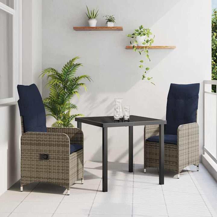 Have Spisebordssæt 3 pcs Grå polyrattan