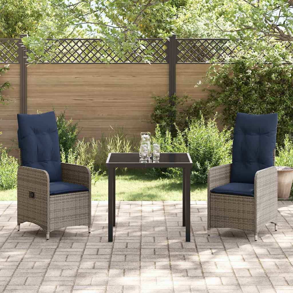 Have Spisebordssæt 3 pcs Grå polyrattan