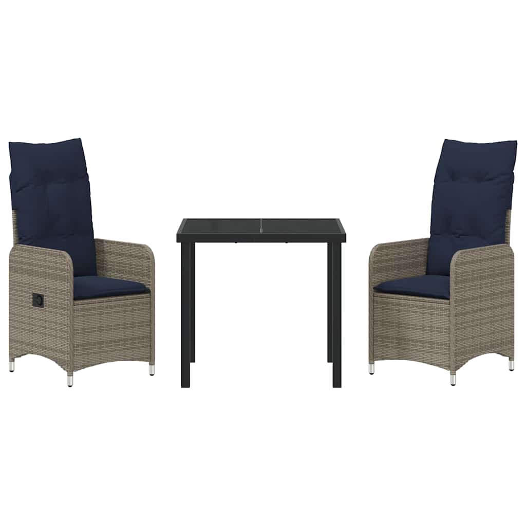 Have Spisebordssæt 3 pcs Grå polyrattan