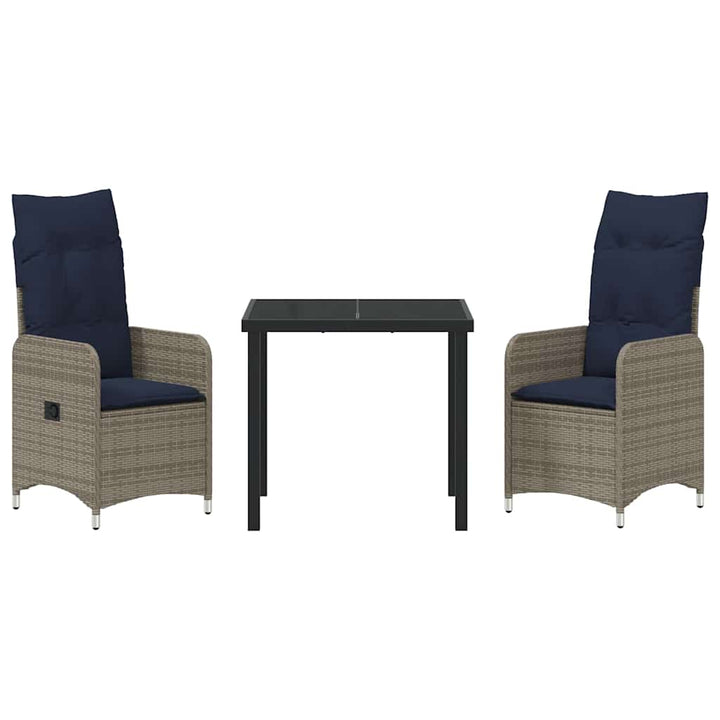Have Spisebordssæt 3 pcs Grå polyrattan