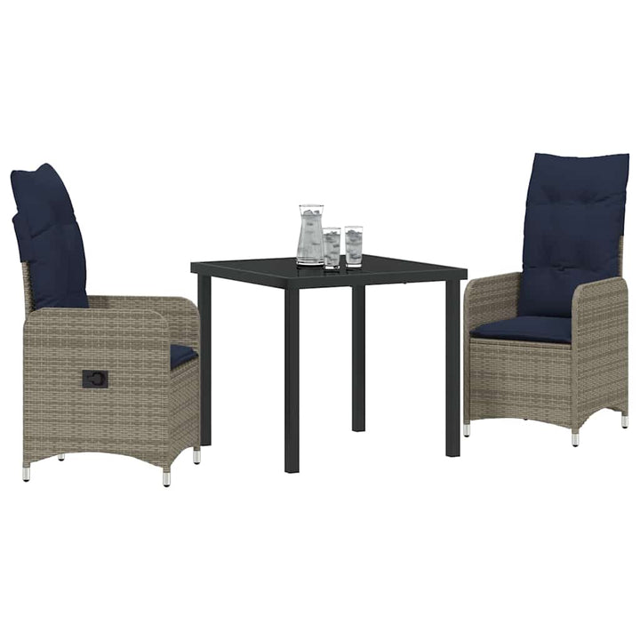 Have Spisebordssæt 3 pcs Grå polyrattan