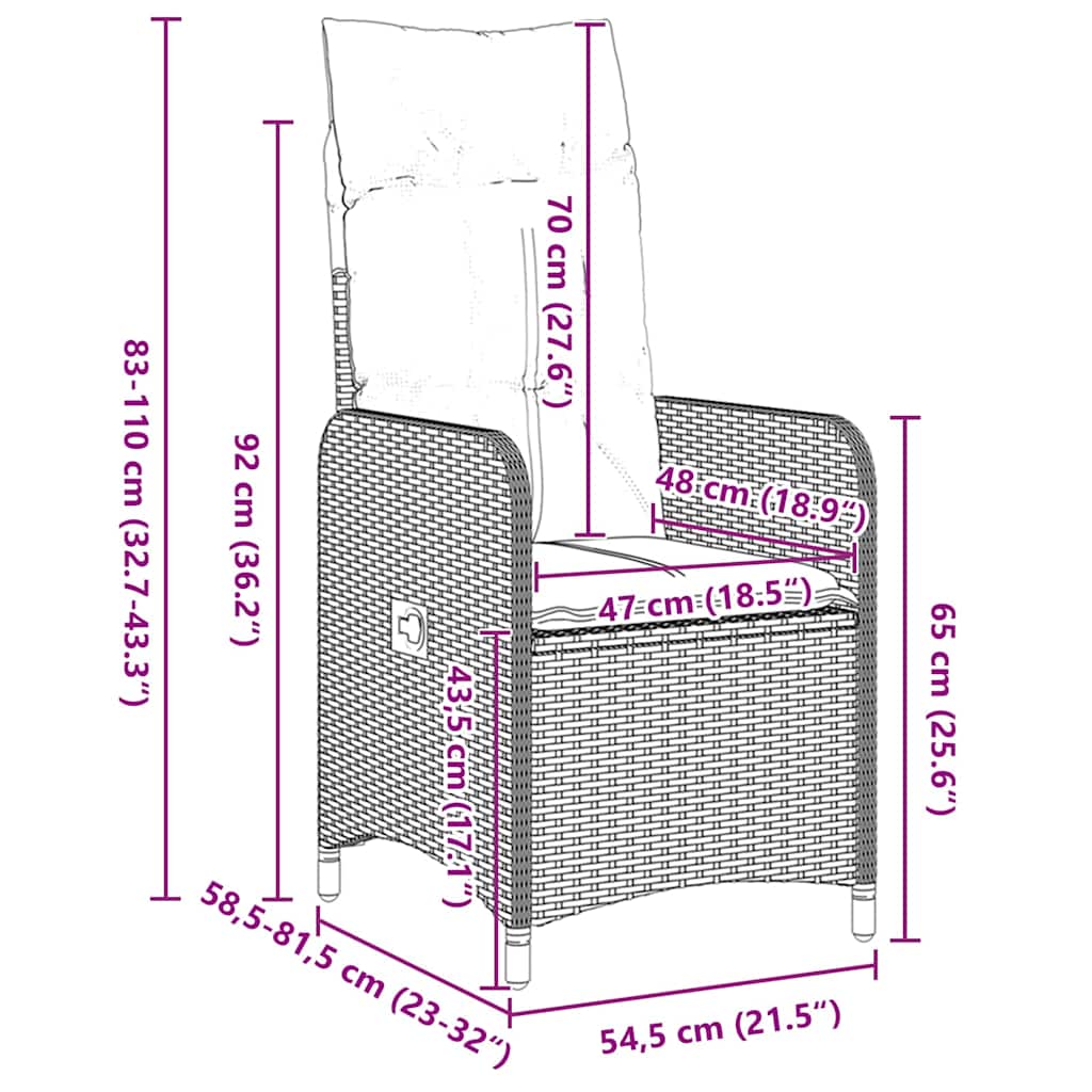 Have Spisebordssæt 3 pcs Grå polyrattan