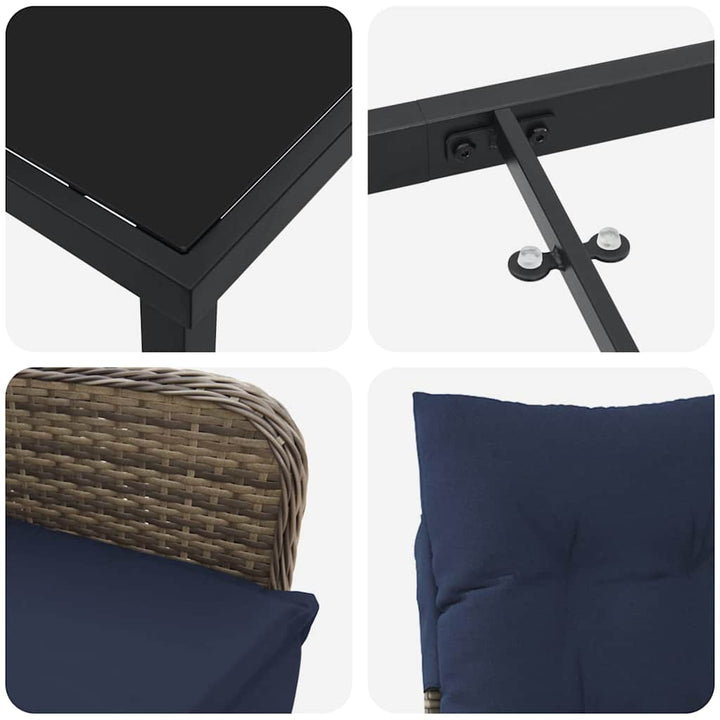 Have Spisebordssæt 3 pcs Grå polyrattan
