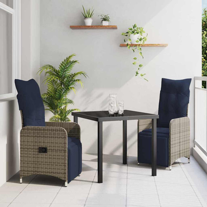 Have Spisebordssæt 3 pcs Grå polyrattan