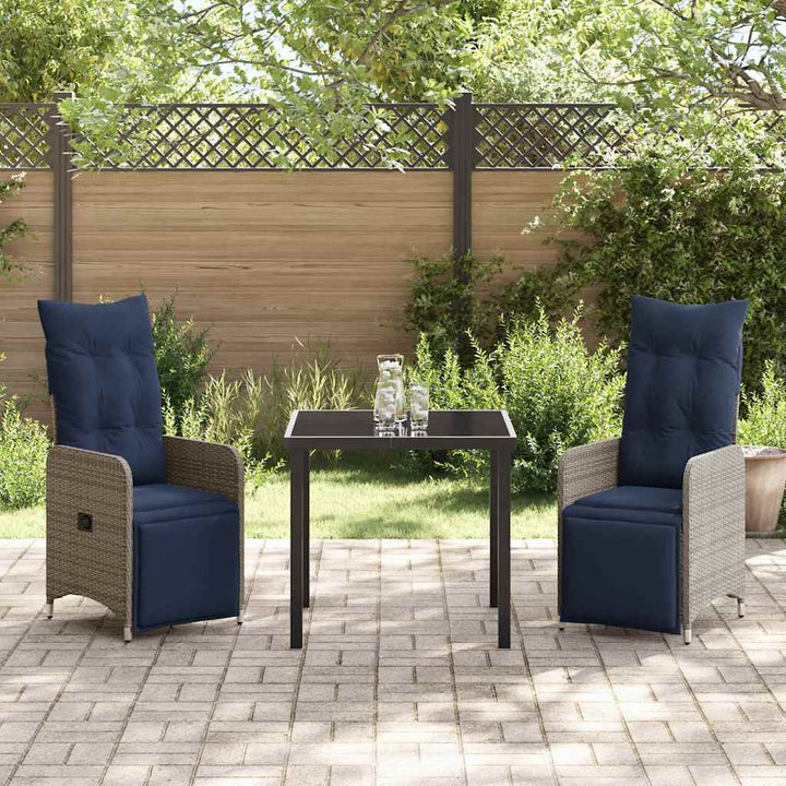 Have Spisebordssæt 3 pcs Grå polyrattan