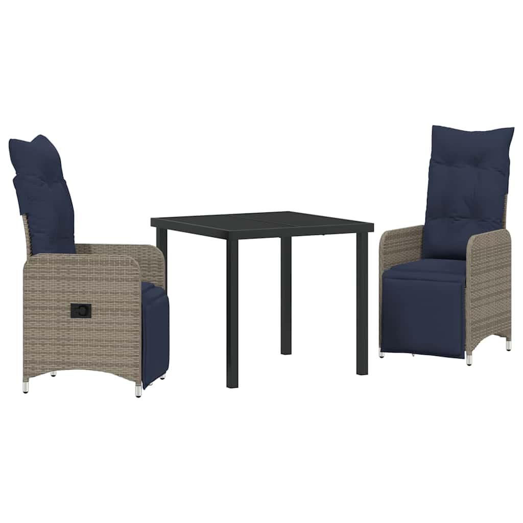 Have Spisebordssæt 3 pcs Grå polyrattan