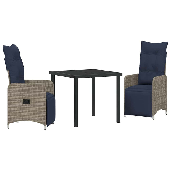 Have Spisebordssæt 3 pcs Grå polyrattan