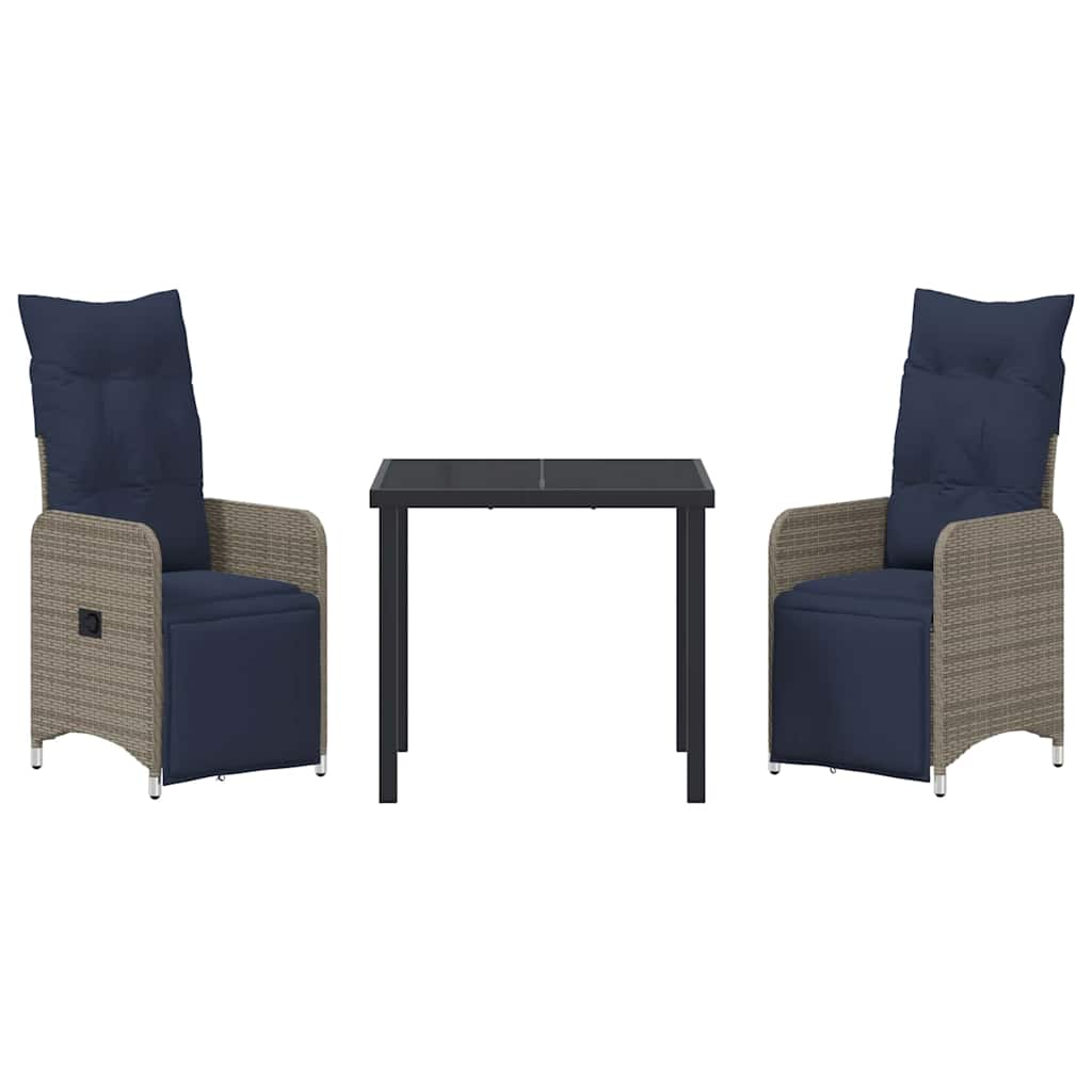 Have Spisebordssæt 3 pcs Grå polyrattan