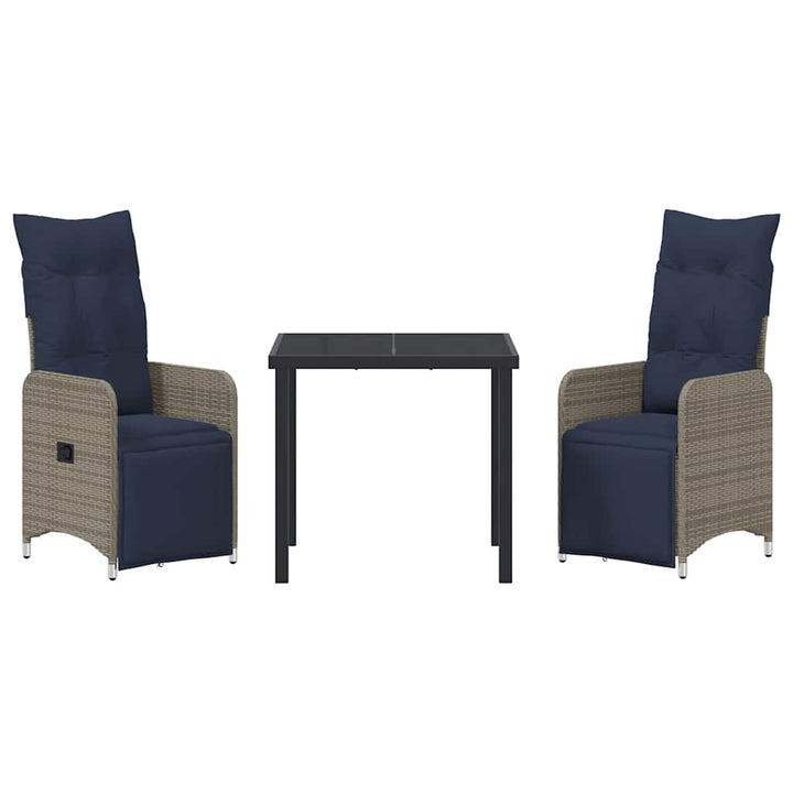 Have Spisebordssæt 3 pcs Grå polyrattan