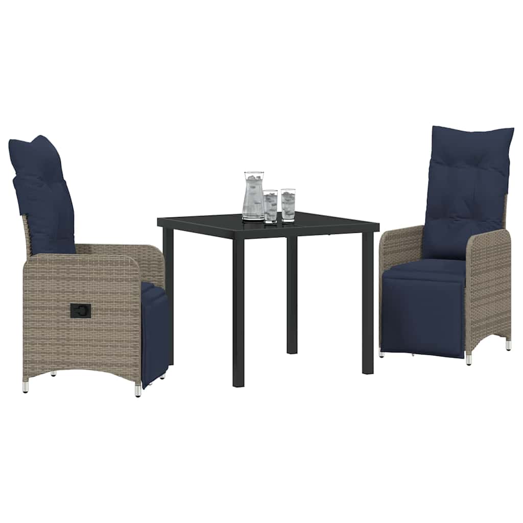 Have Spisebordssæt 3 pcs Grå polyrattan