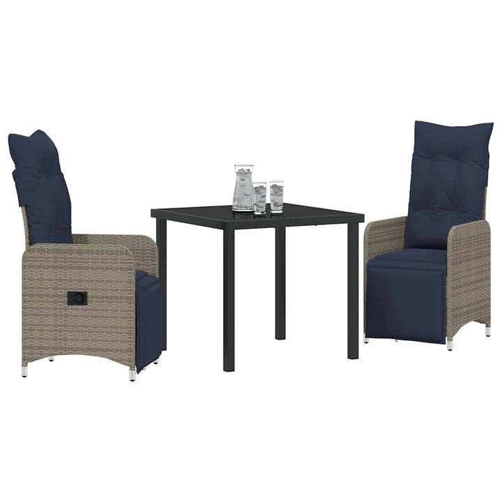 Have Spisebordssæt 3 pcs Grå polyrattan
