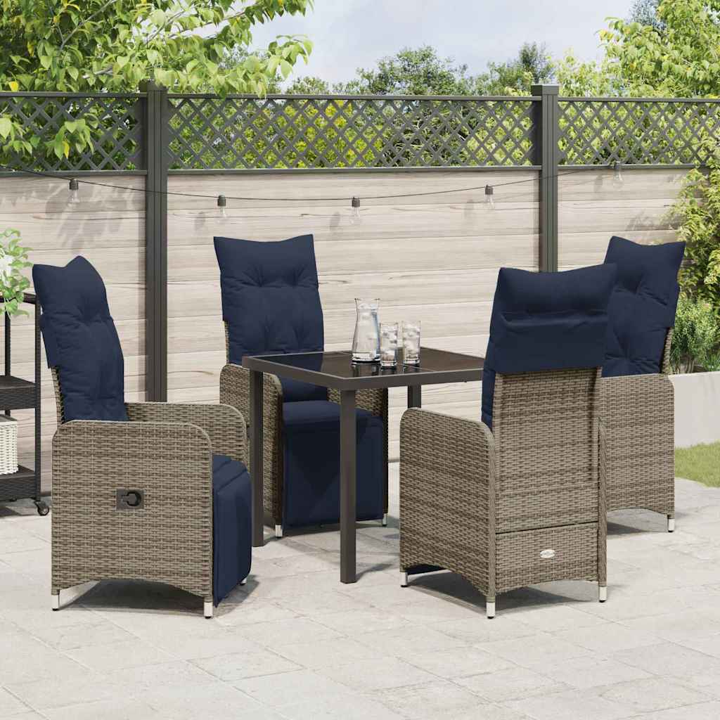 Have Spisebordssæt 5 pcs Grå polyrattan