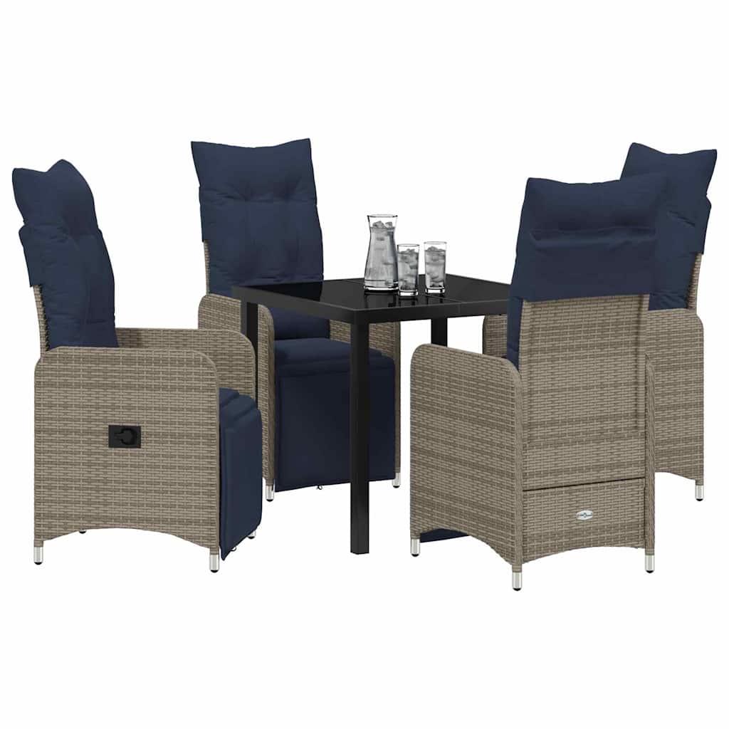 Have Spisebordssæt 5 pcs Grå polyrattan