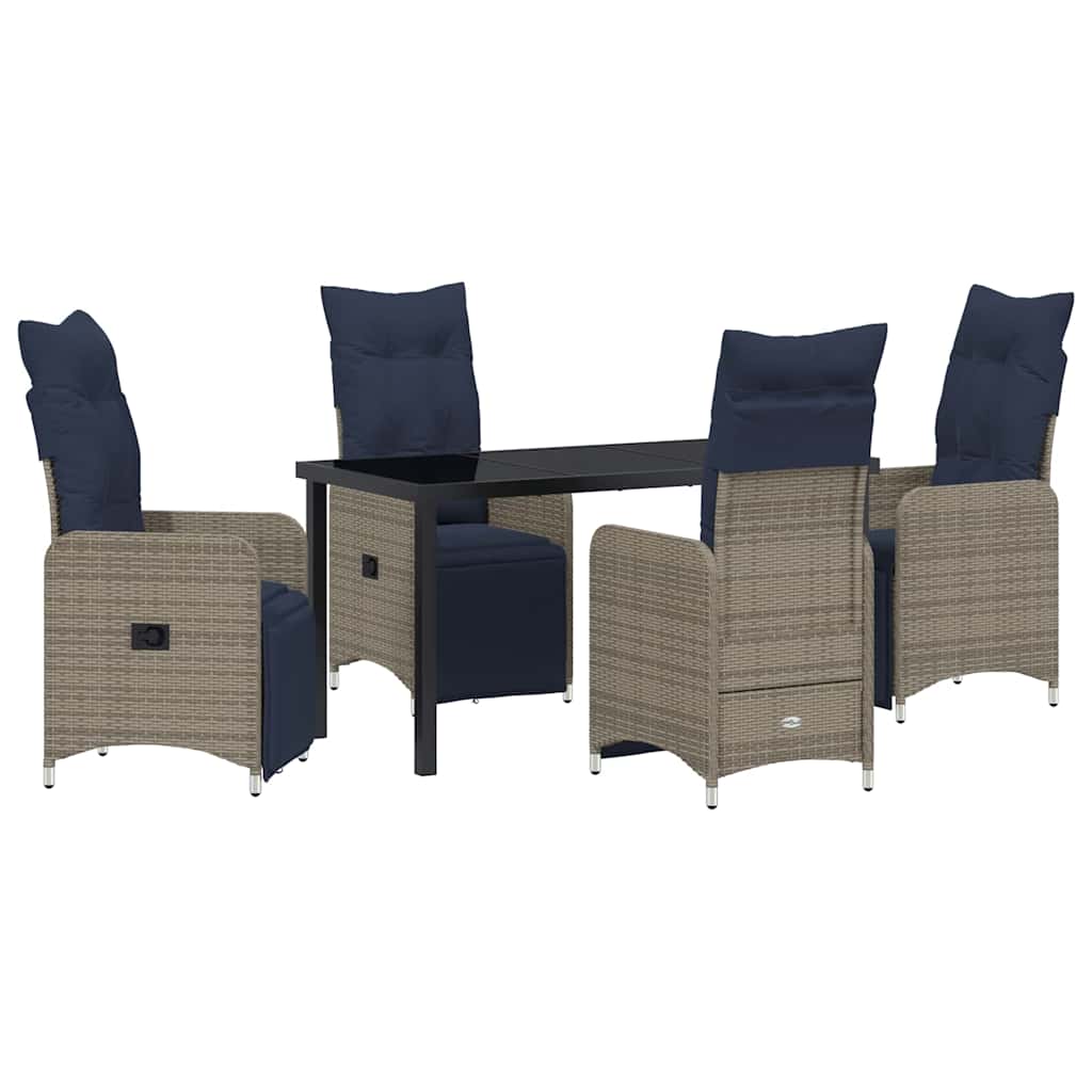 Have Spisebordssæt 5 pcs Grå polyrattan