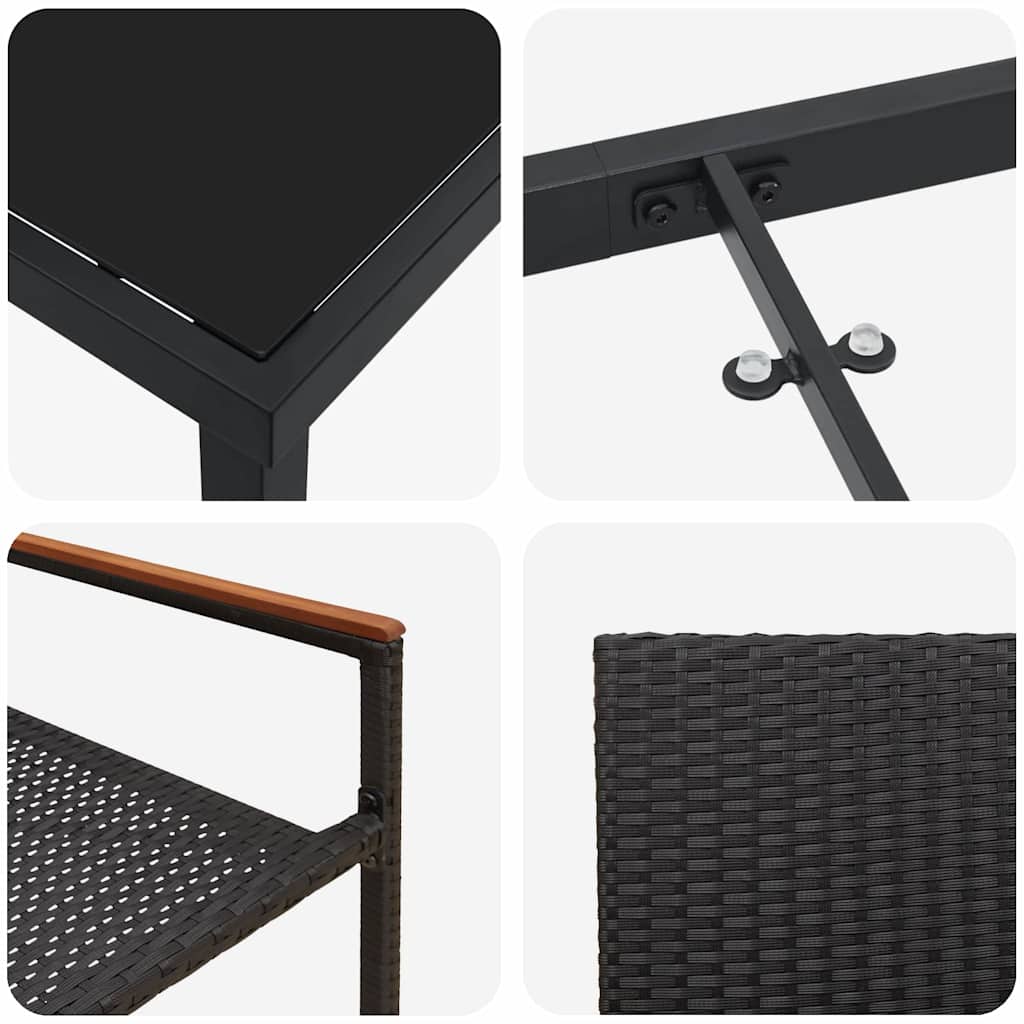 Have Spisebordssæt 3 pcs Sort Poly rattan
