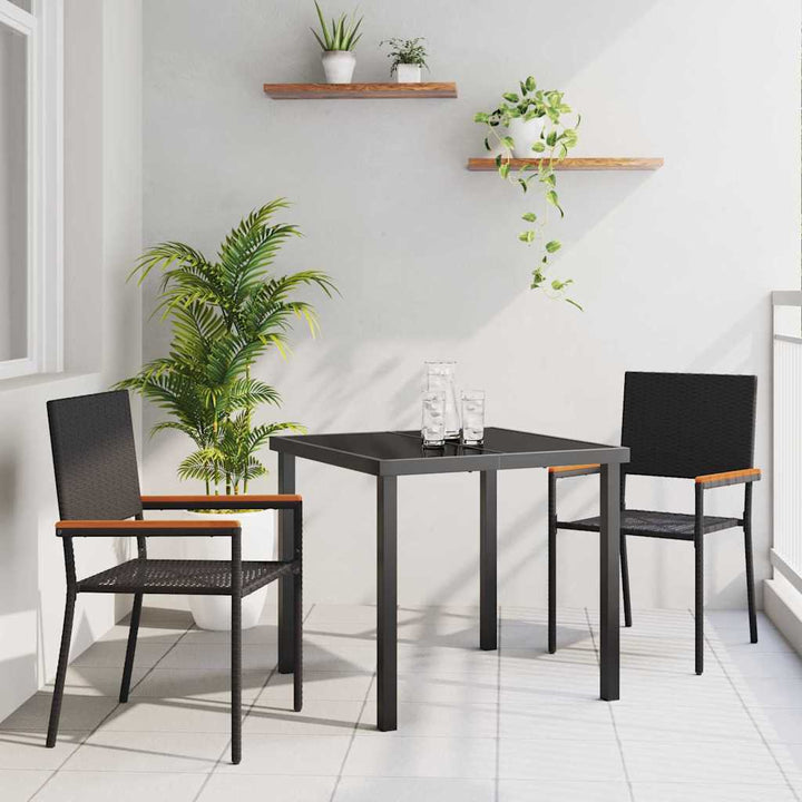 Have Spisebordssæt 3 pcs Sort Poly rattan