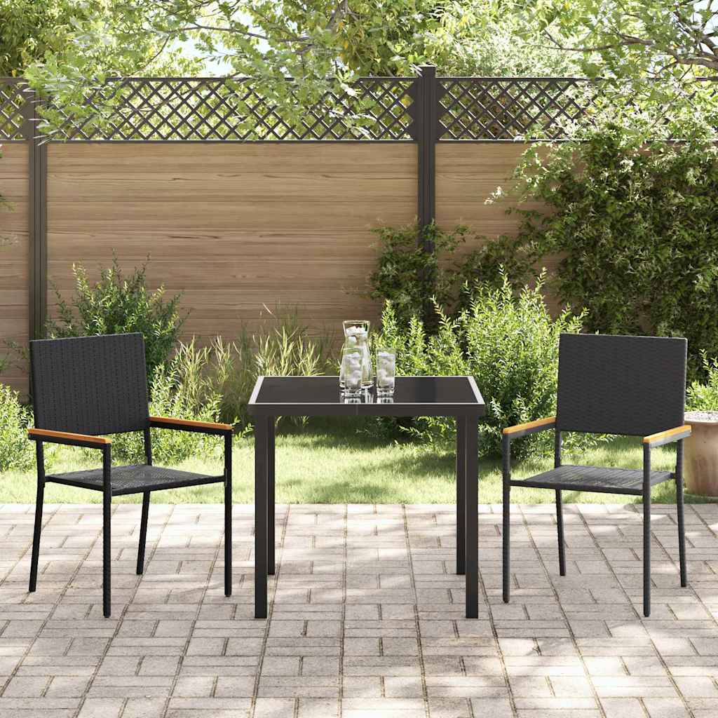 Have Spisebordssæt 3 pcs Sort Poly rattan