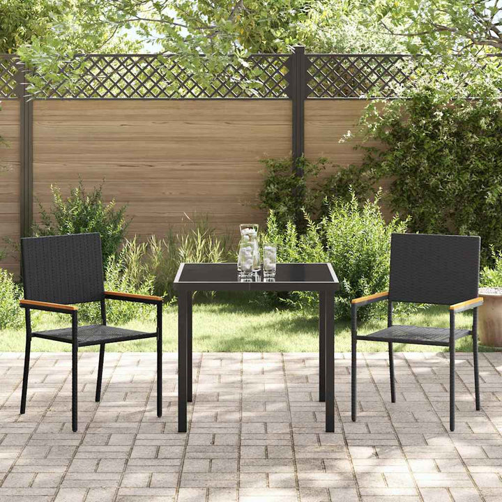 Have Spisebordssæt 3 pcs Sort Poly rattan