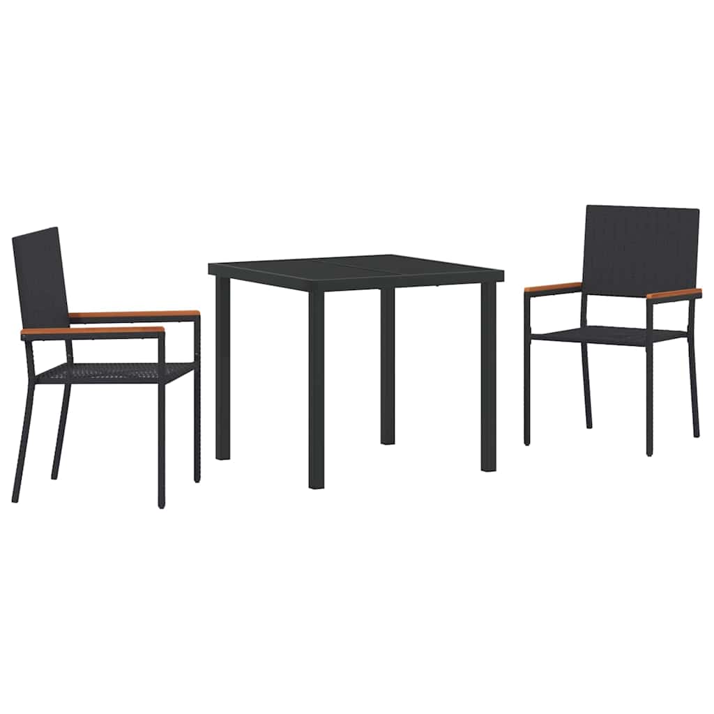 Have Spisebordssæt 3 pcs Sort Poly rattan