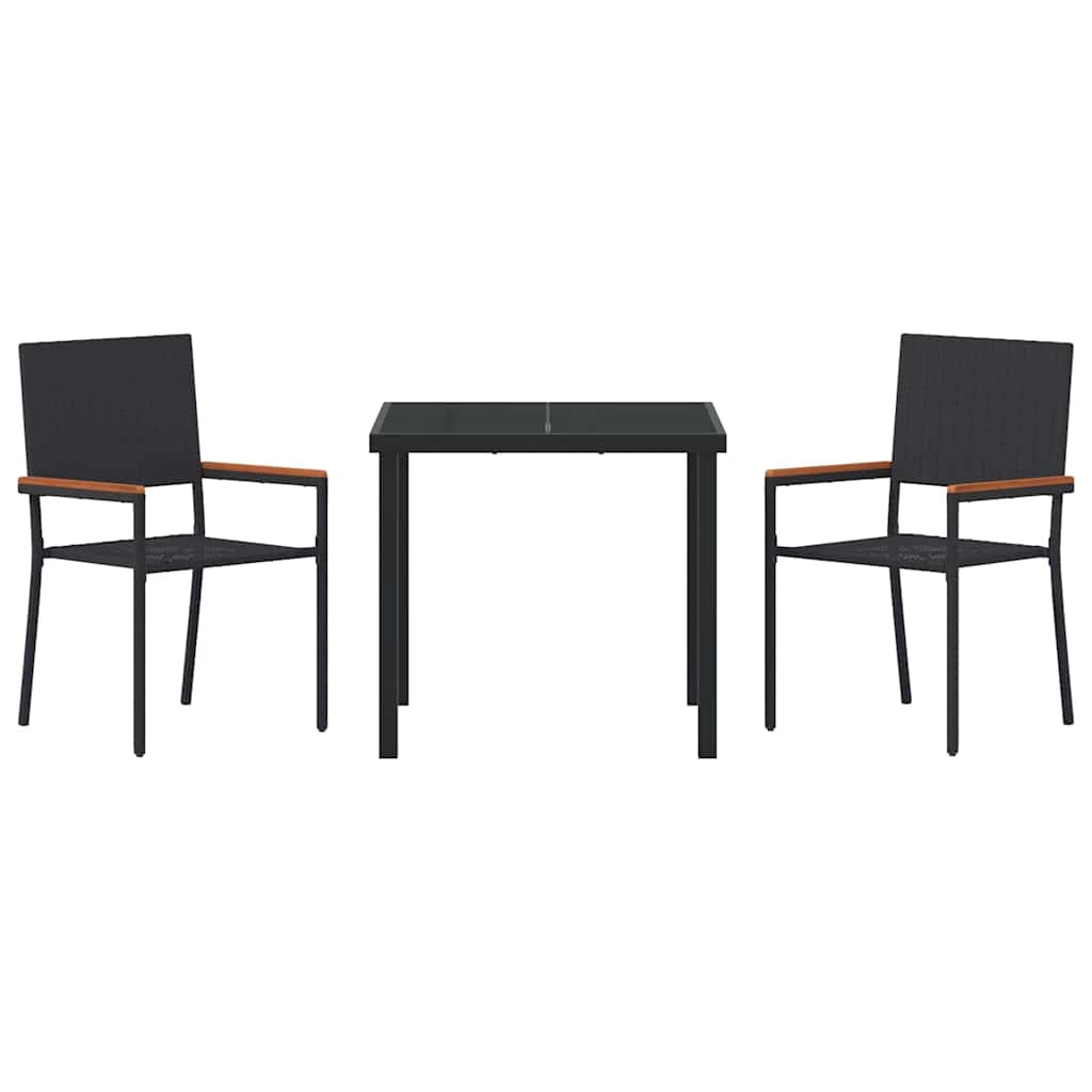 Have Spisebordssæt 3 pcs Sort Poly rattan