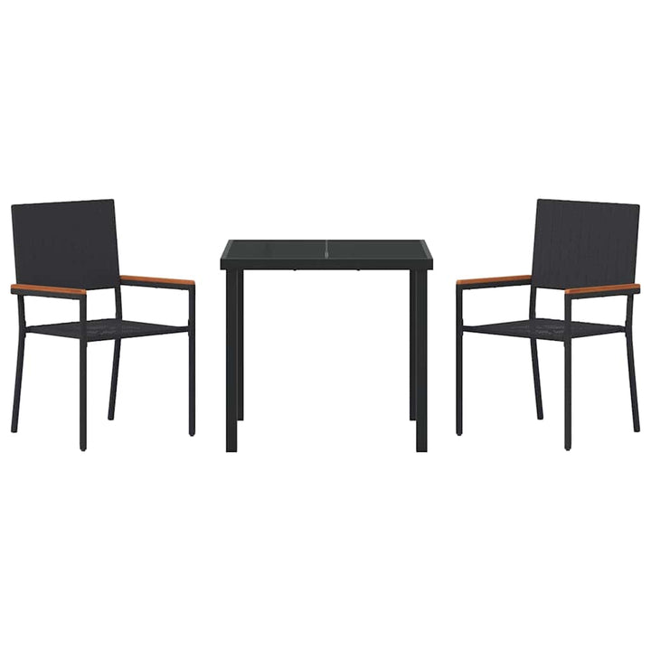 Have Spisebordssæt 3 pcs Sort Poly rattan