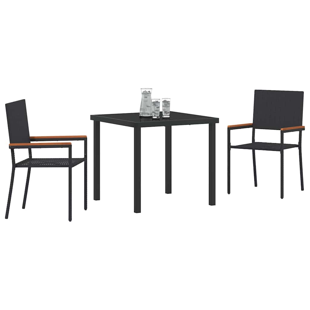 Have Spisebordssæt 3 pcs Sort Poly rattan