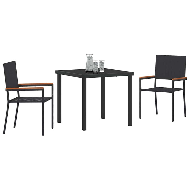 Have Spisebordssæt 3 pcs Sort Poly rattan