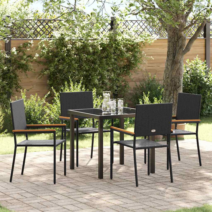 Have Spisebordssæt 5 pcs Sort Poly rattan