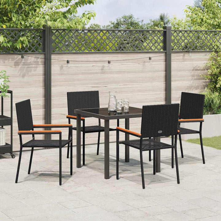 Have Spisebordssæt 5 pcs Sort Poly rattan