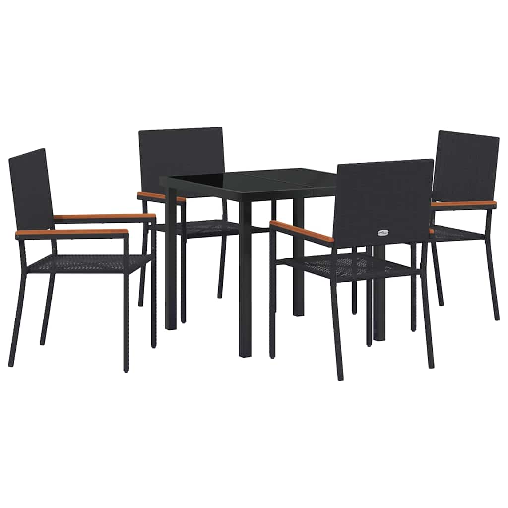 Have Spisebordssæt 5 pcs Sort Poly rattan