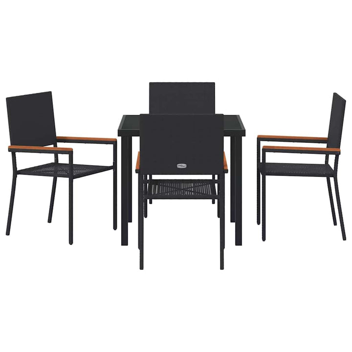 Have Spisebordssæt 5 pcs Sort Poly rattan