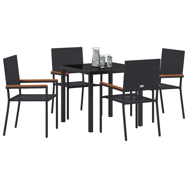 Have Spisebordssæt 5 pcs Sort Poly rattan