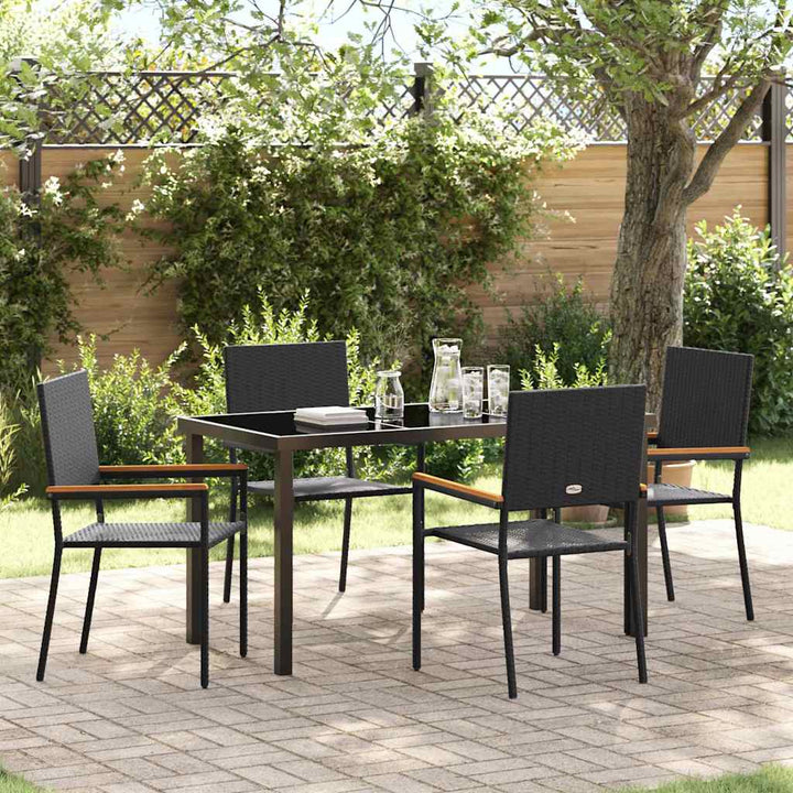Have Spisebordssæt 5 pcs Sort Poly rattan