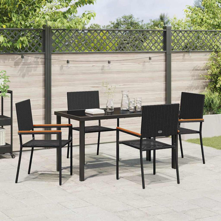 Have Spisebordssæt 5 pcs Sort Poly rattan
