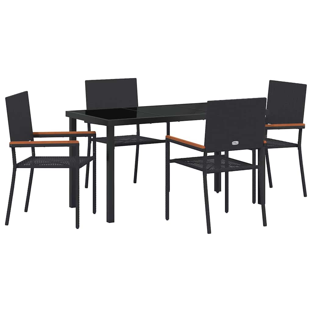 Have Spisebordssæt 5 pcs Sort Poly rattan