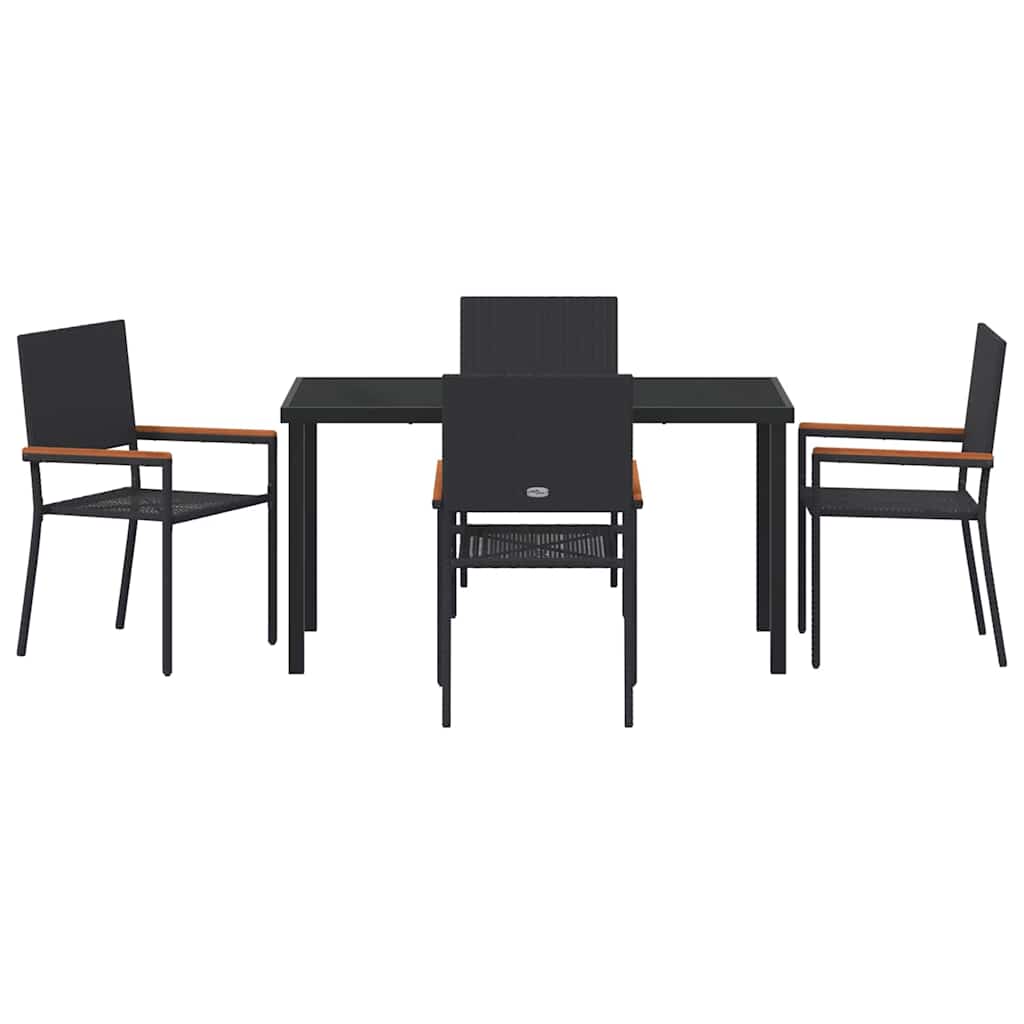 Have Spisebordssæt 5 pcs Sort Poly rattan