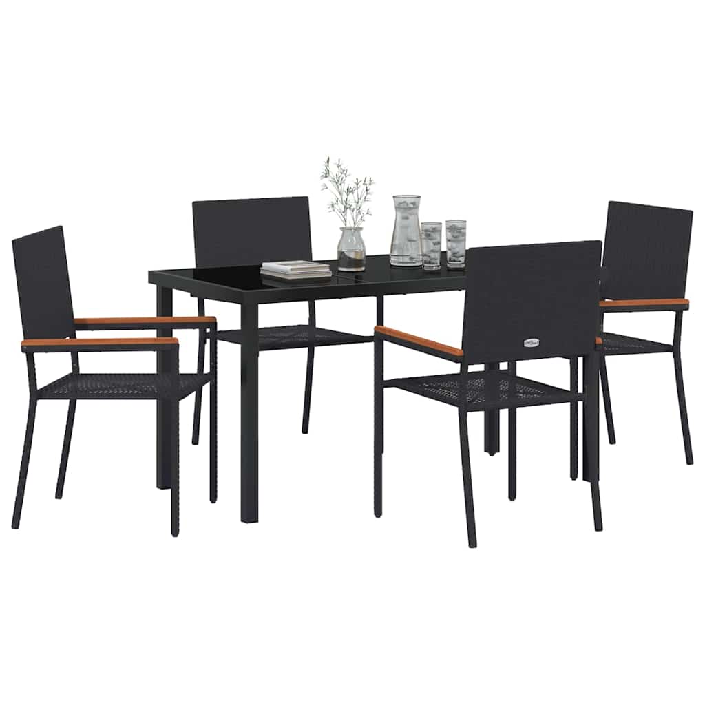 Have Spisebordssæt 5 pcs Sort Poly rattan