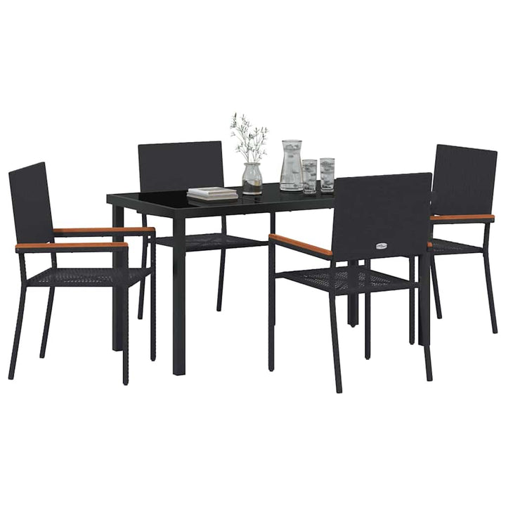 Have Spisebordssæt 5 pcs Sort Poly rattan