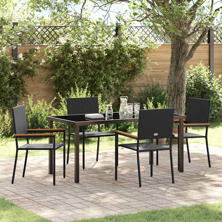 Have Spisebordssæt 5 pcs Sort Poly rattan