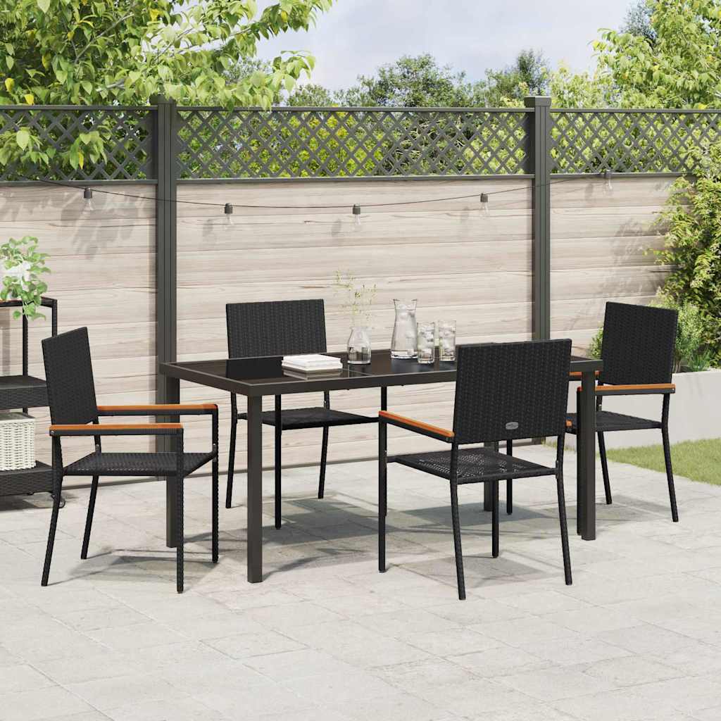 Have Spisebordssæt 5 pcs Sort Poly rattan