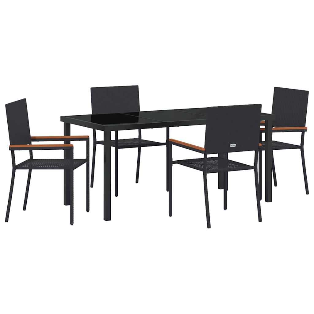 Have Spisebordssæt 5 pcs Sort Poly rattan