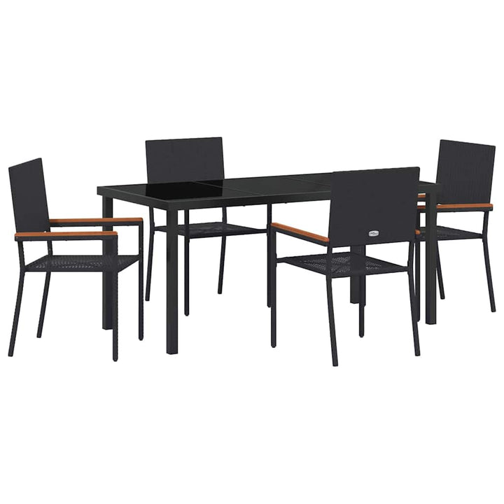 Have Spisebordssæt 5 pcs Sort Poly rattan