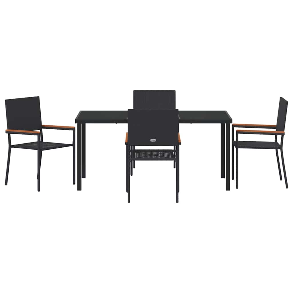 Have Spisebordssæt 5 pcs Sort Poly rattan