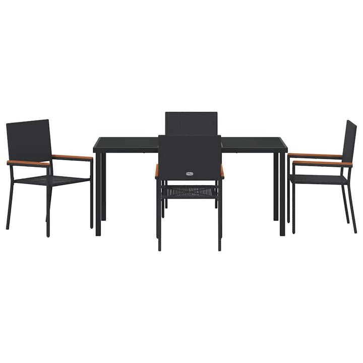 Have Spisebordssæt 5 pcs Sort Poly rattan