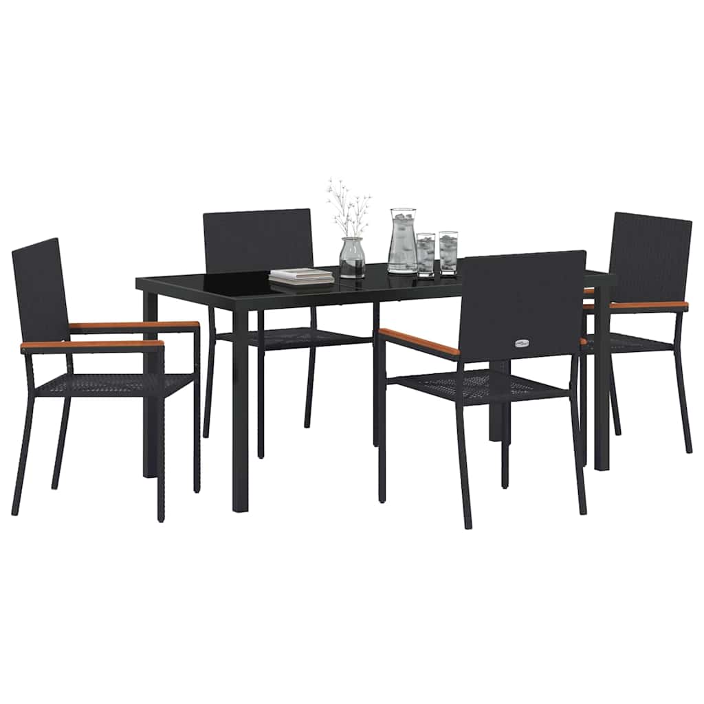 Have Spisebordssæt 5 pcs Sort Poly rattan