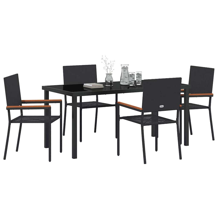Have Spisebordssæt 5 pcs Sort Poly rattan