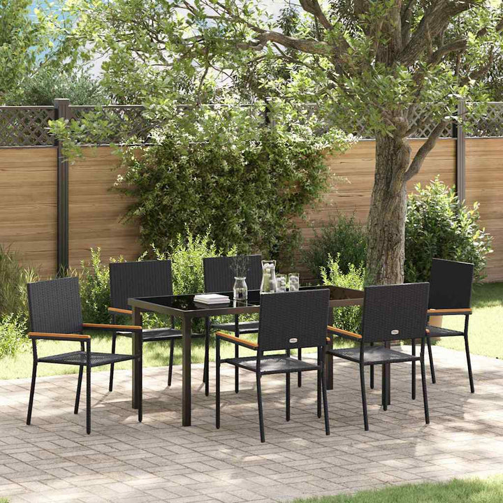 Have Spisebordssæt 7 pcs Sort Poly rattan