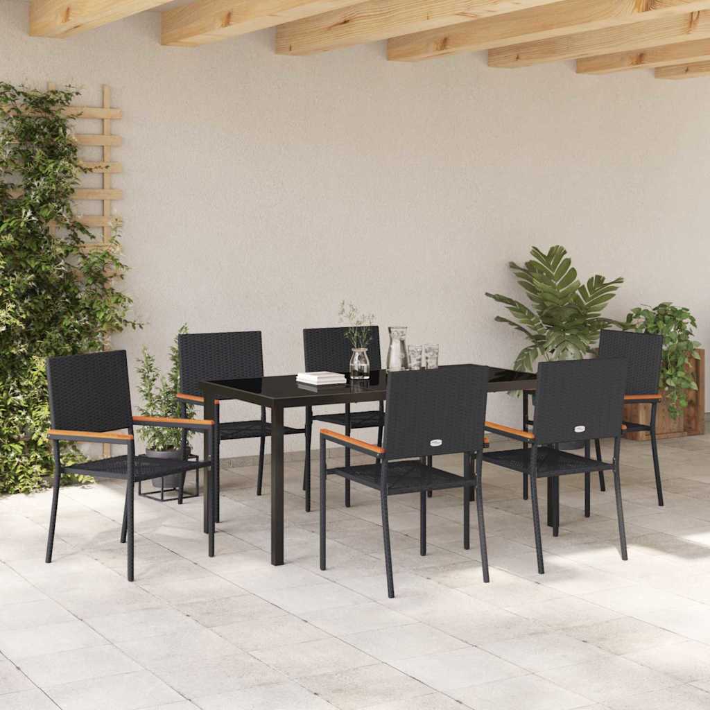 Have Spisebordssæt 7 pcs Sort Poly rattan