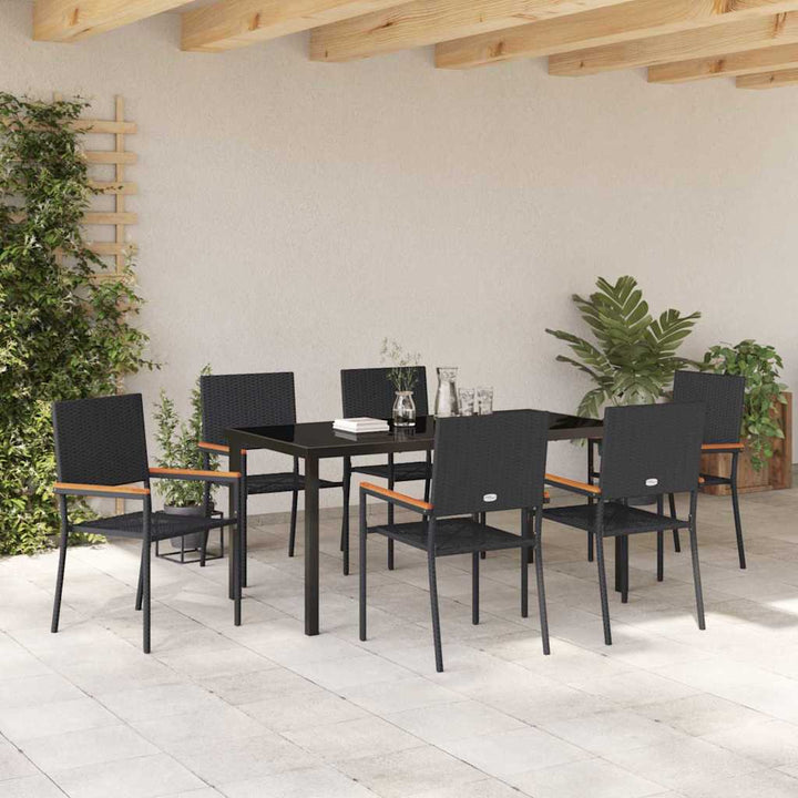 Have Spisebordssæt 7 pcs Sort Poly rattan