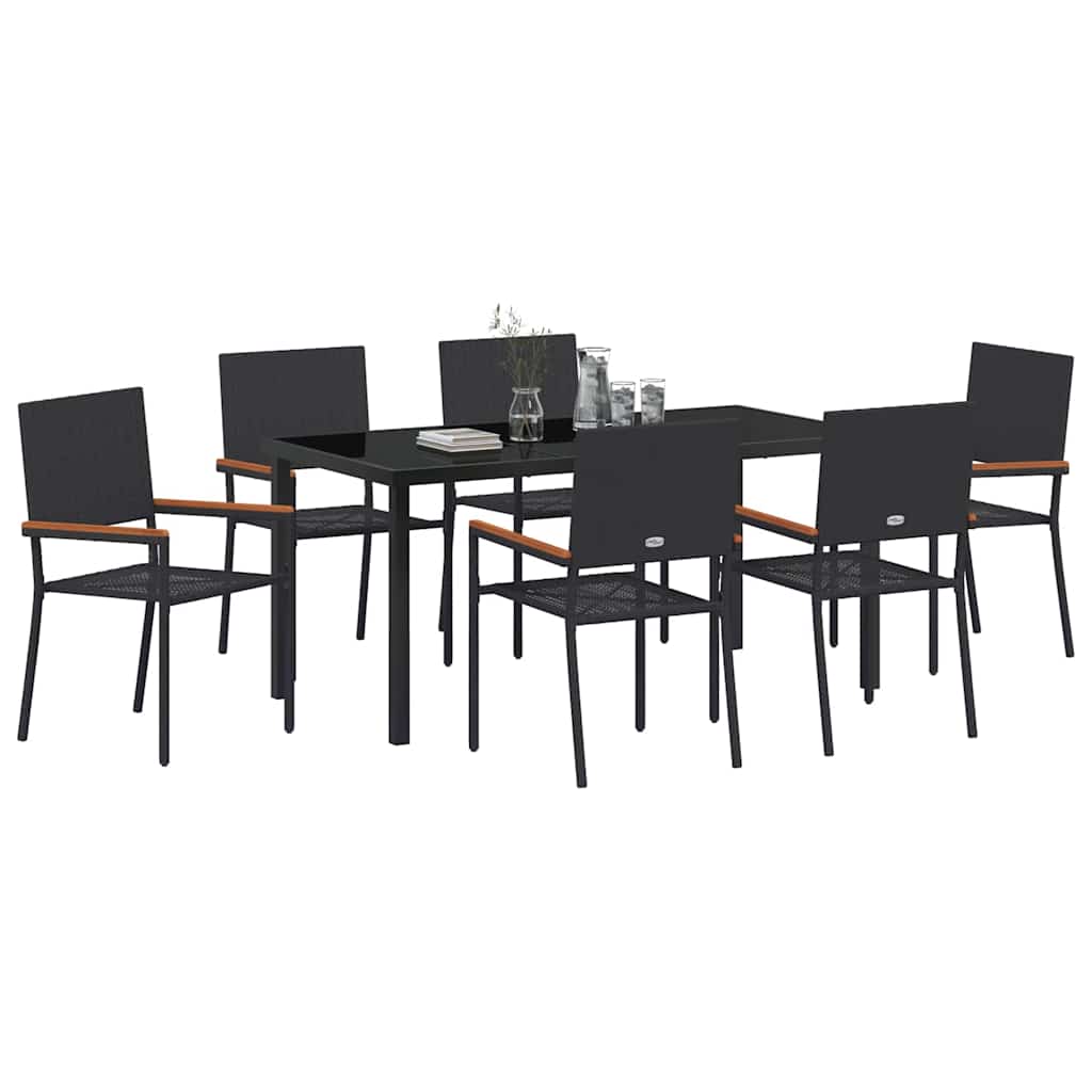 Have Spisebordssæt 7 pcs Sort Poly rattan